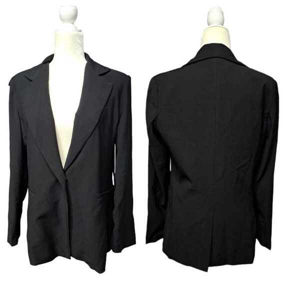 Lulu's Woman's Black Blazer Notch Lapel Long Sleeve Work Wear Processional  M - Picture 2 of 7